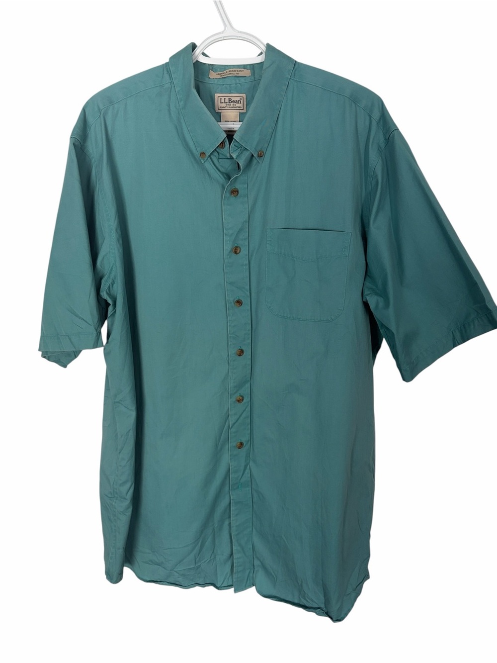 L.L. Bean Men’s Short Sleeve Button Down Shirt XLT Traditional Fit WrinkleResist